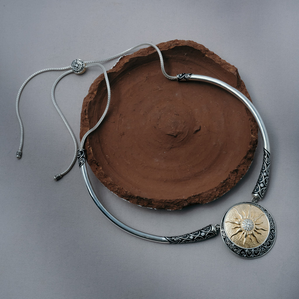 925 Sterling Silver Sun Choker Necklace Collection