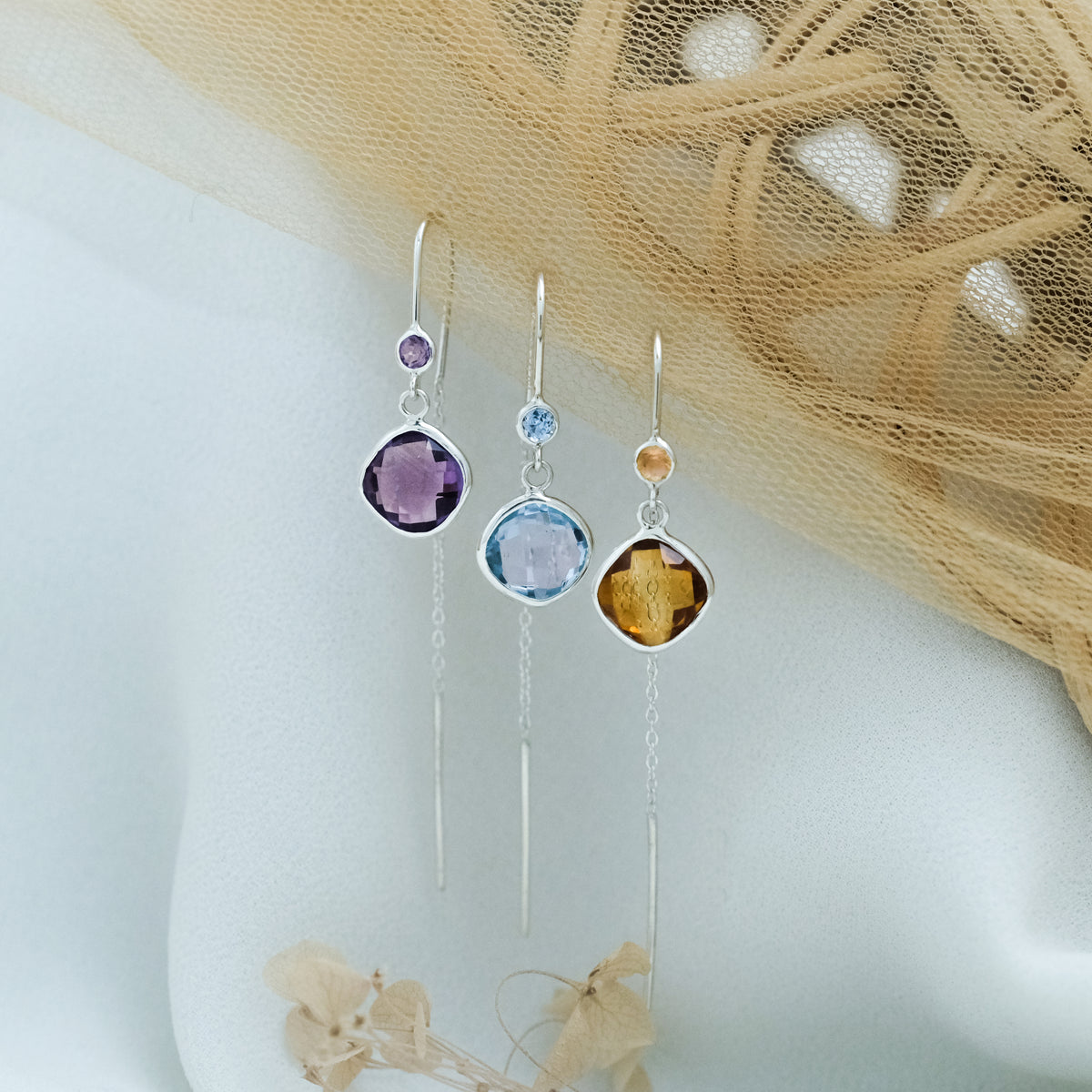 Anting Threader Perak 925 Wanita Sunaka Jewelry Koleksi Pelangi