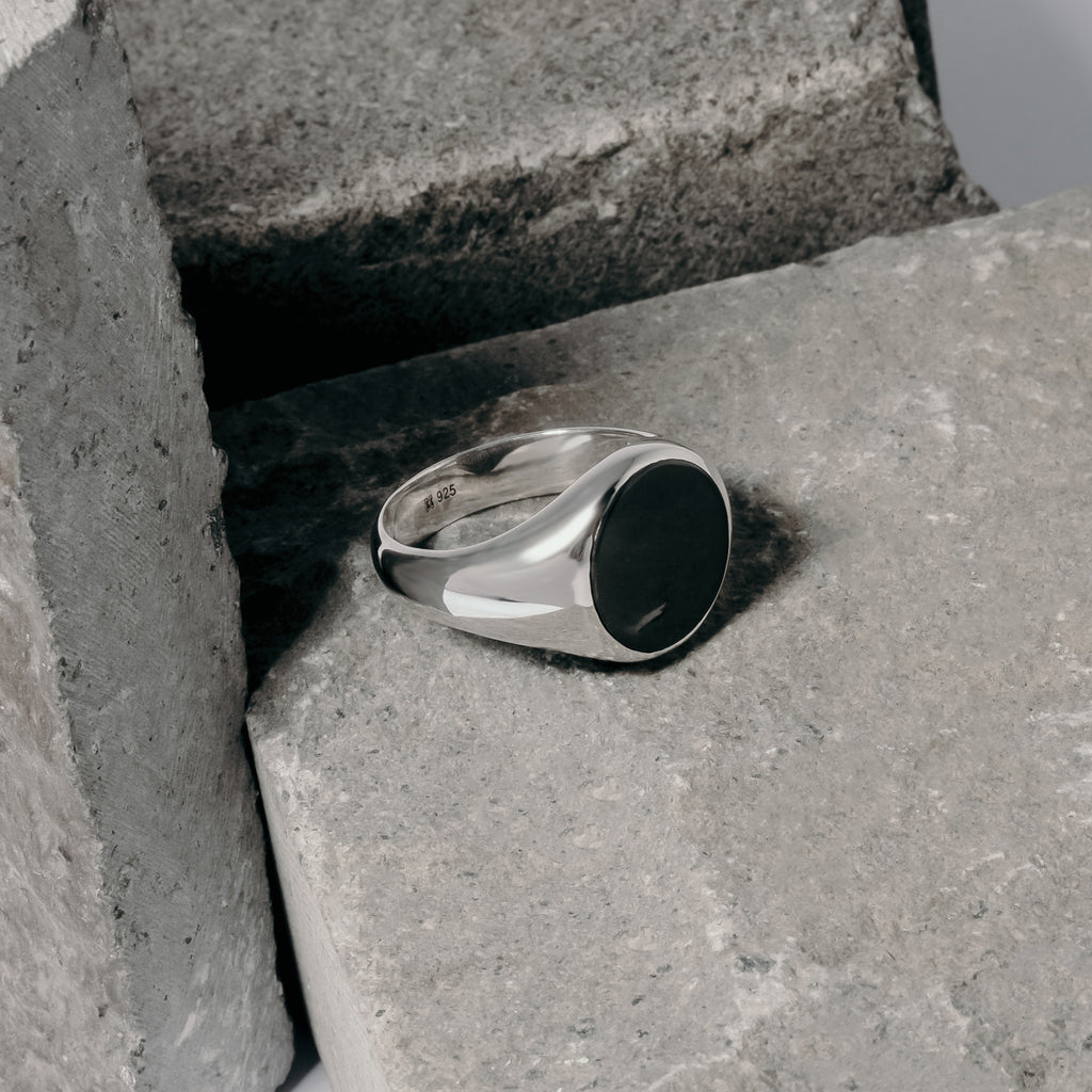 Cincin Round Medium Perak 925 Koleksi Noir
