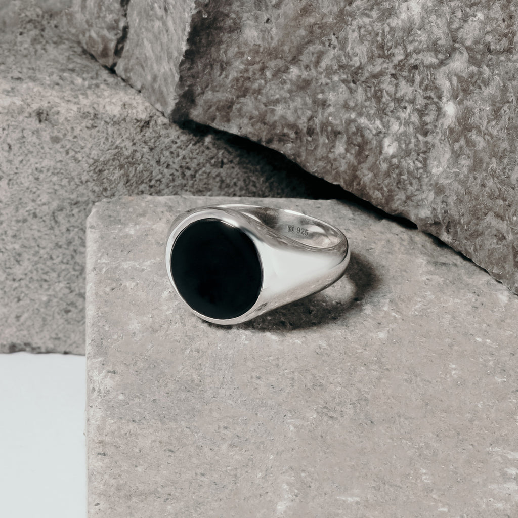 Cincin Round Besar Perak 925 Koleksi Noir