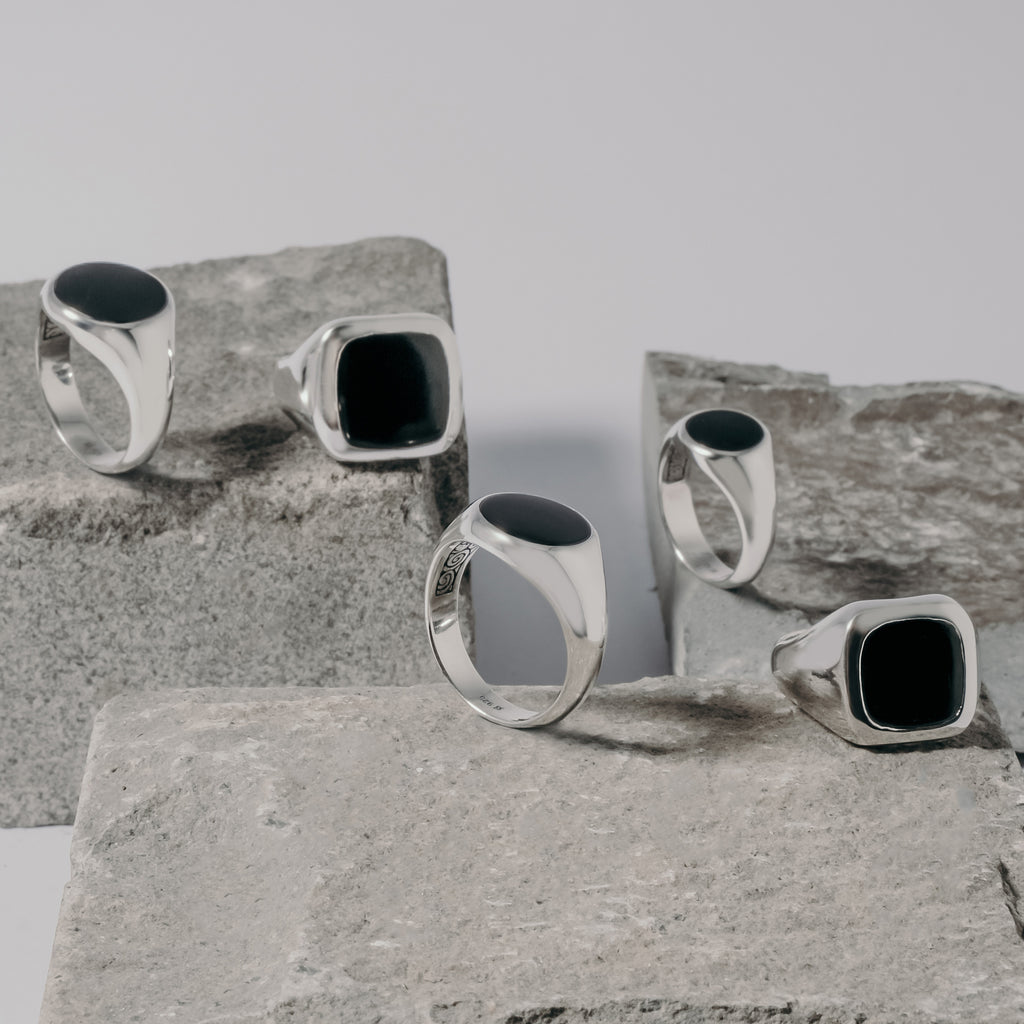 Cincin Square Besar Perak 925 Koleksi Noir