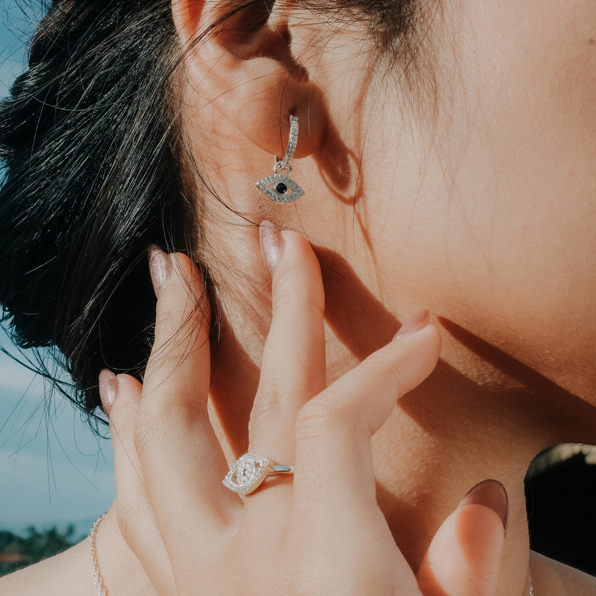 Anting Hoop Perak Koleksi Evil Eye Sterling Silver 925