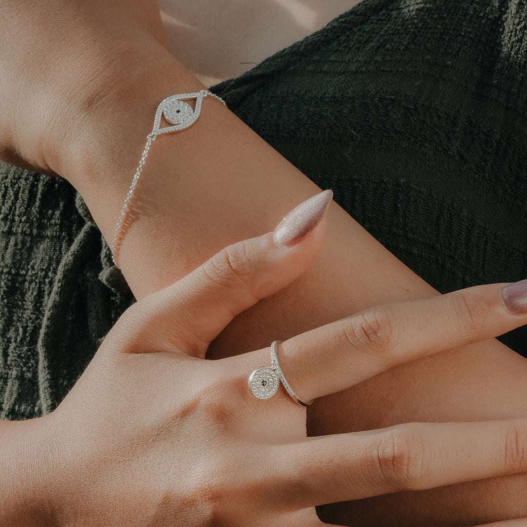 925 Sterling Silver Evil Eye Collection Silver Bracelet