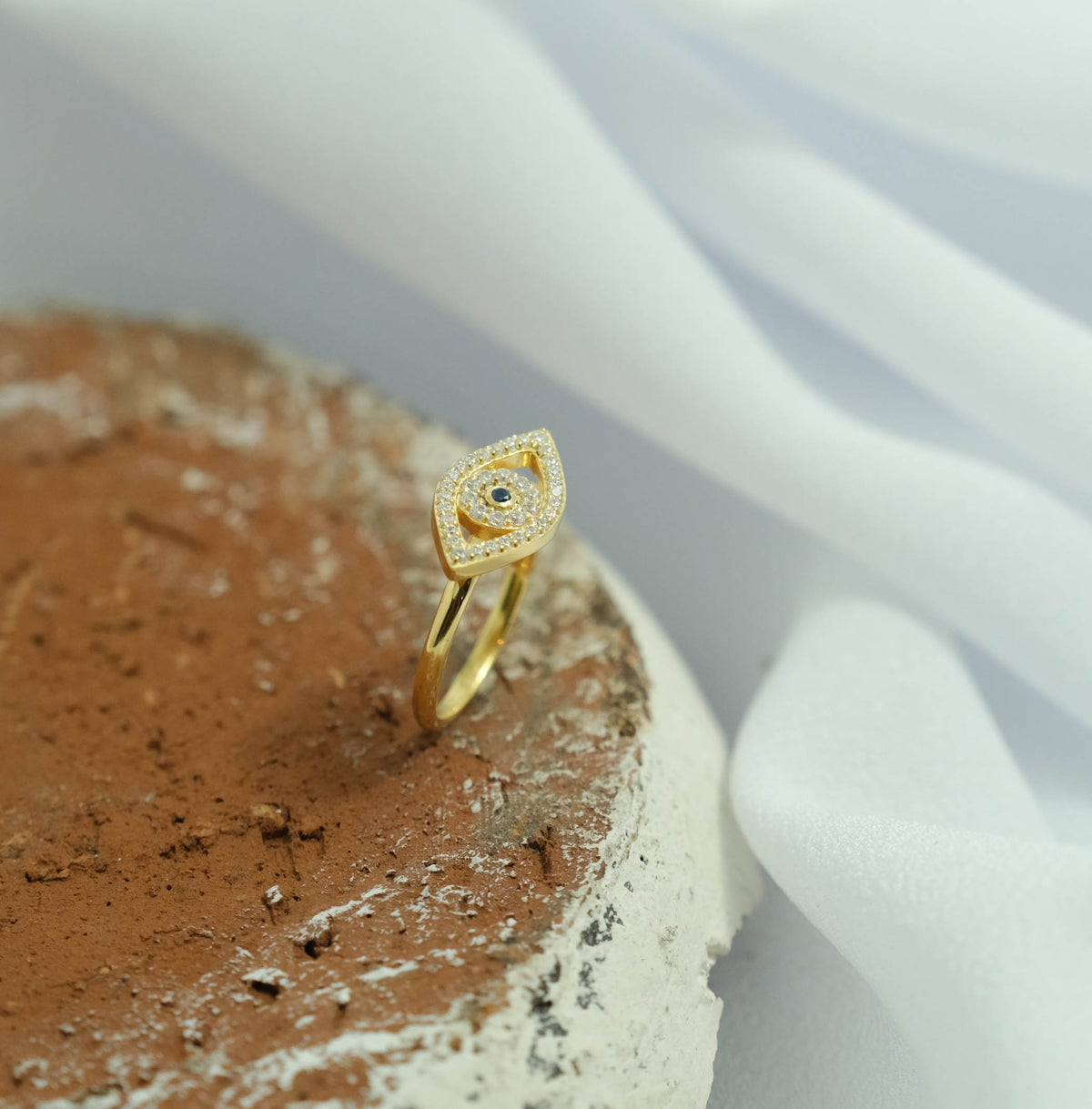 Cincin Cocktail Perak Koleksi Evil Eye Sterling Silver 925 Gold Plated