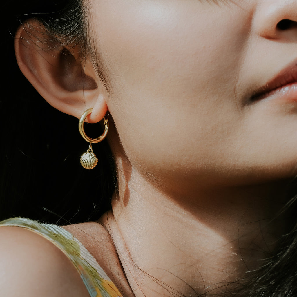 925 Sterling Silver Shell Collection Hoop Earrings