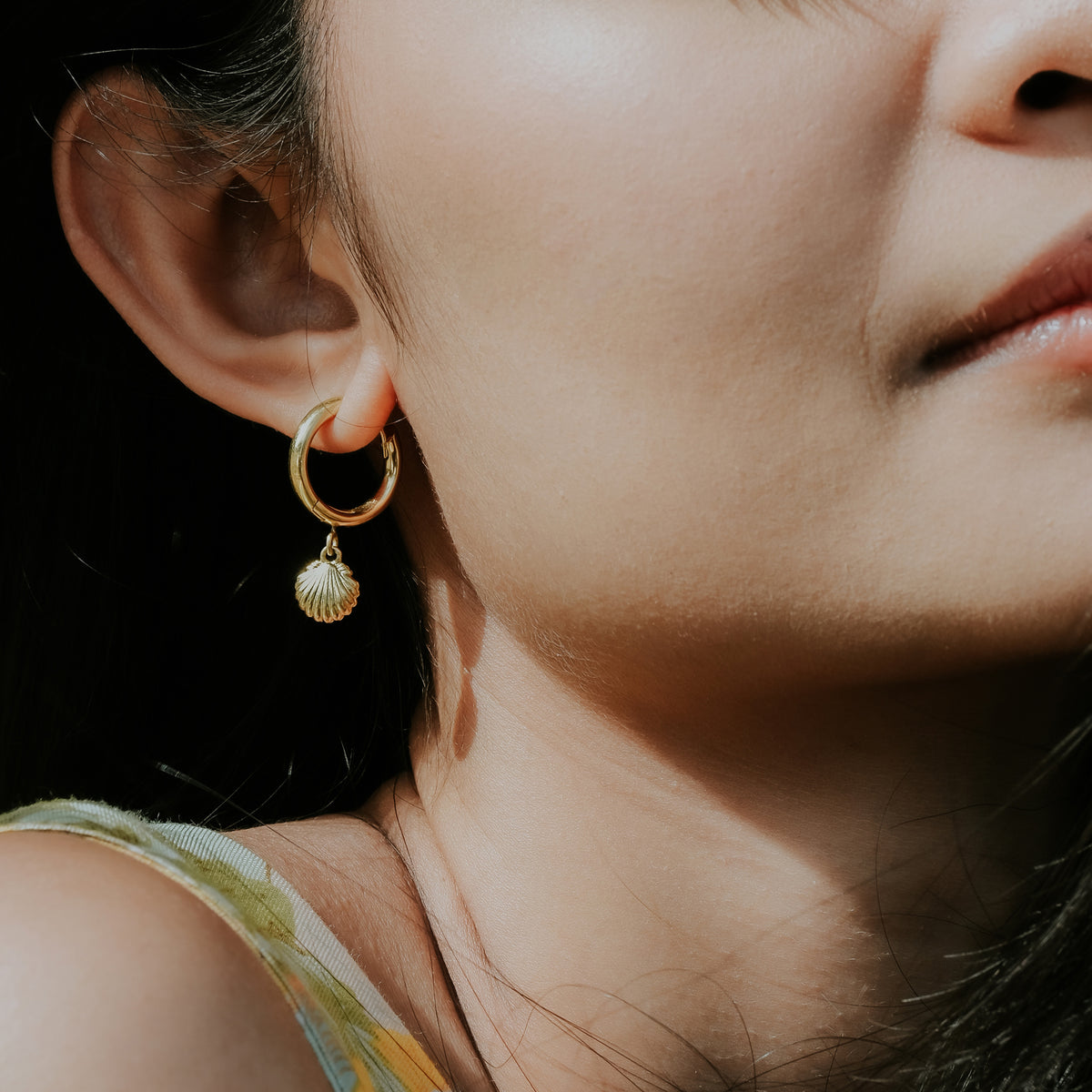 925 Sterling Silver Shell Collection Hoop Earrings