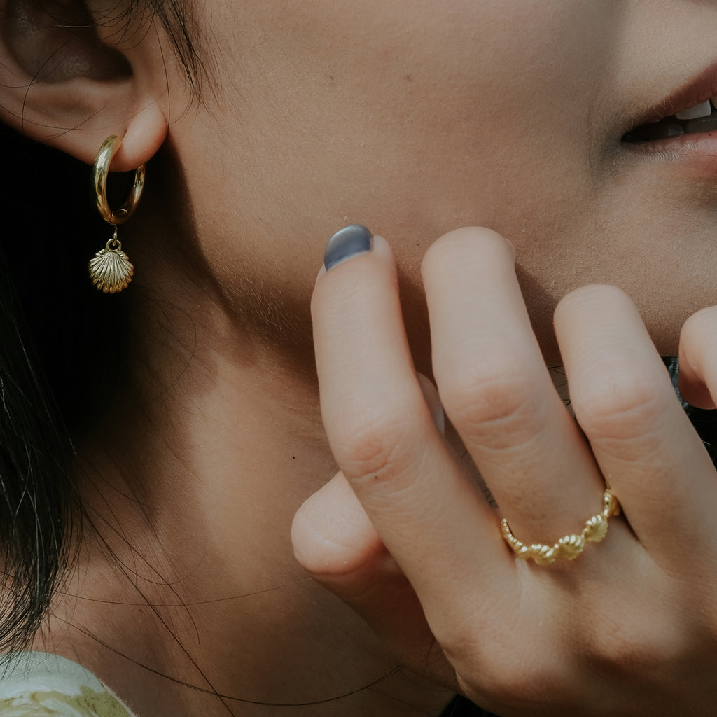 925 Sterling Silver Shell Collection Hoop Earrings