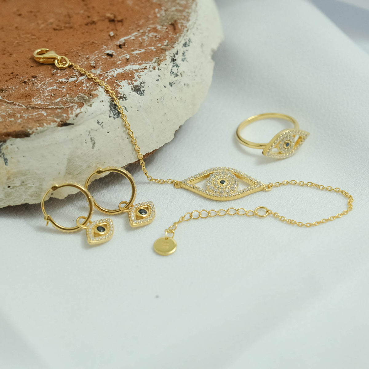 Cincin Cocktail Perak Koleksi Evil Eye Sterling Silver 925 Gold Plated