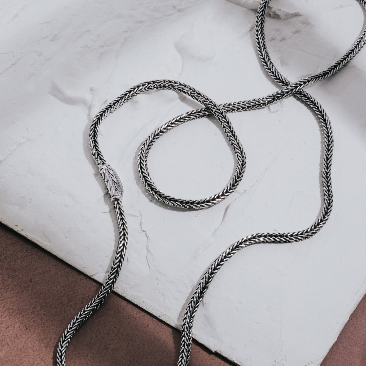 Kalung Anyaman Perak 925 Pria Sunaka Jewelry Koleksi Sutramala Karna