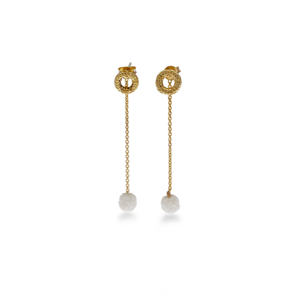 Anting Drop Besar Perak Koleksi Jepun Sterling Silver 925 Gold Plated