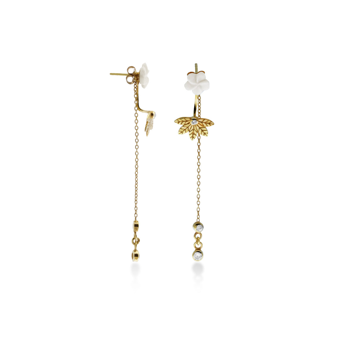 Japanese Multi-functional Earring Collection: Ear Jacket or Drop Chain Earrings