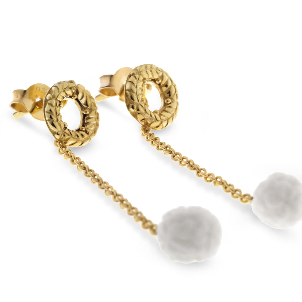 Small Drop Earrings Japanese Collection Sterling Silver 925 Gold Plated