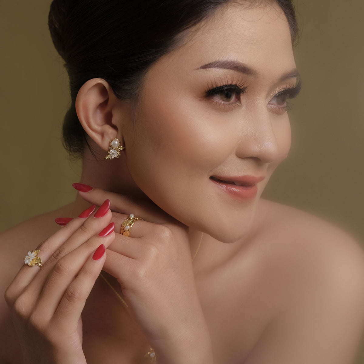 Anting Earclimber Perak Koleksi Mutiara Melati Sterling Silver 925 Gold Plated