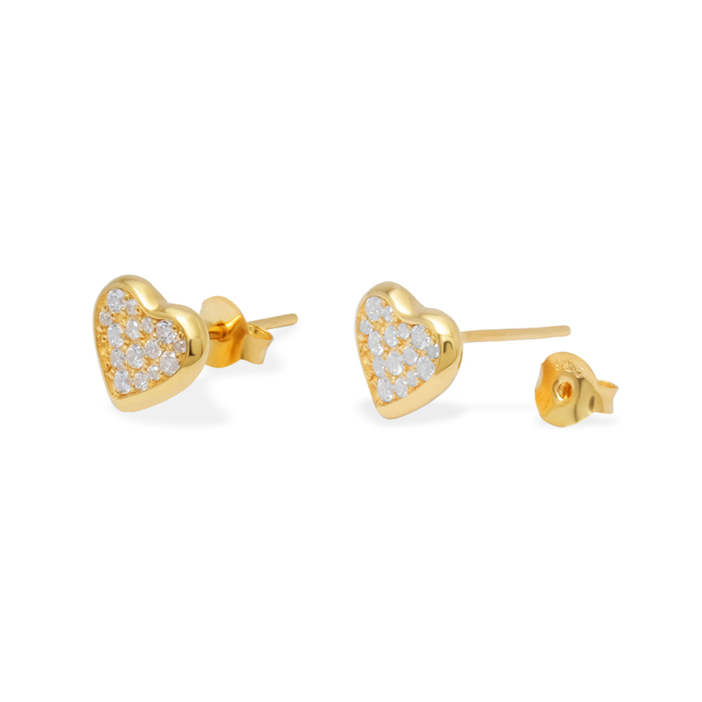 Anting Stud Gold Plated Koleksi Dainty Heart Sterling Silver 925