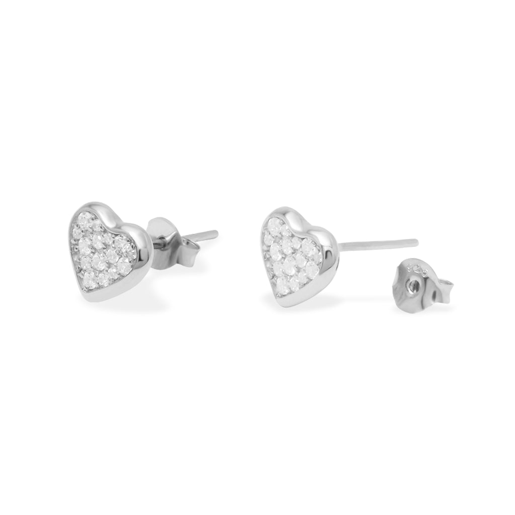 Dainty Heart Sterling Silver 925 Stud Earrings
