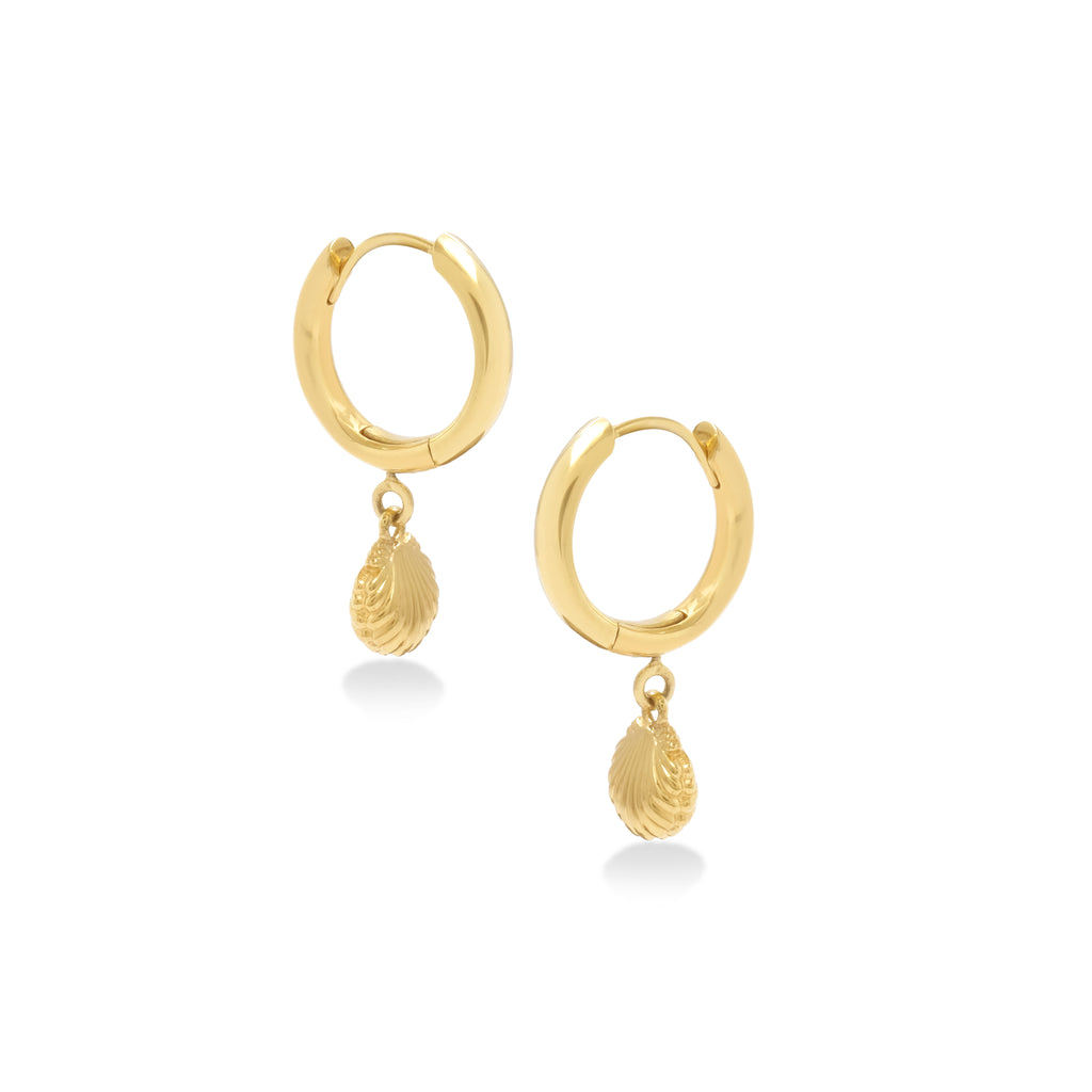 925 Sterling Silver Shell Collection Hoop Earrings