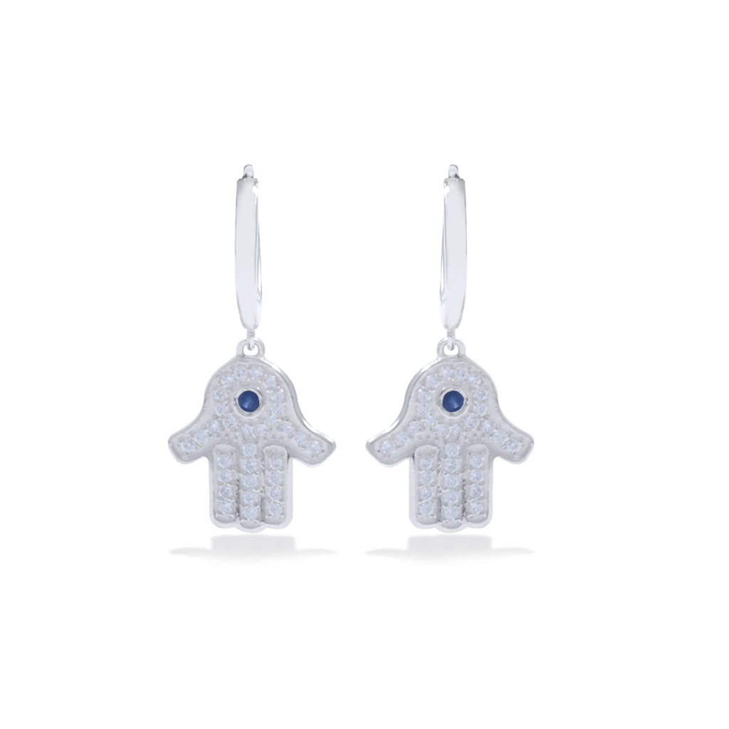 Hamsa Collection 925 Sterling Silver Hoop Earrings