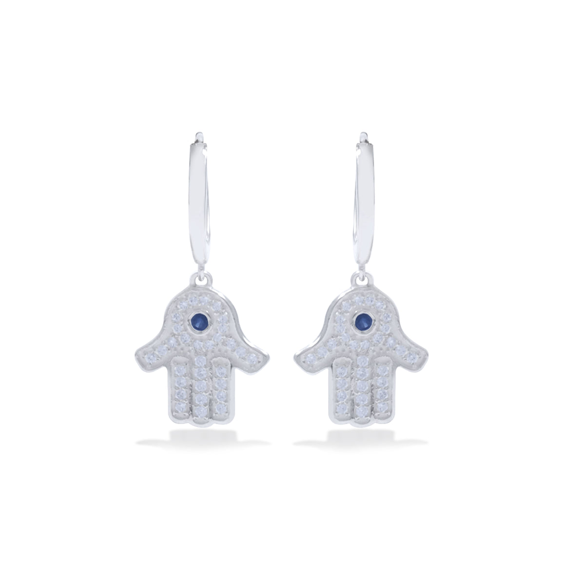 Hamsa Collection 925 Sterling Silver Hoop Earrings