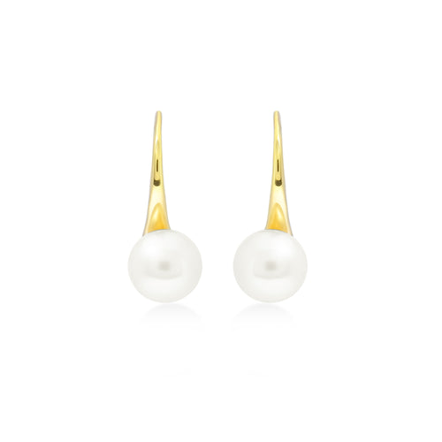 Lumine Pearl Collection Gold Plated Hook Earrings Sterling Silver 925