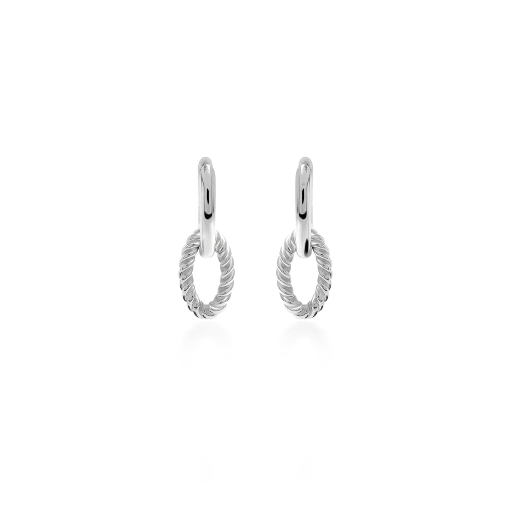 Huggie Chain Earrings Bable Curb Plain Cuban Collection 925 Sterling Silver