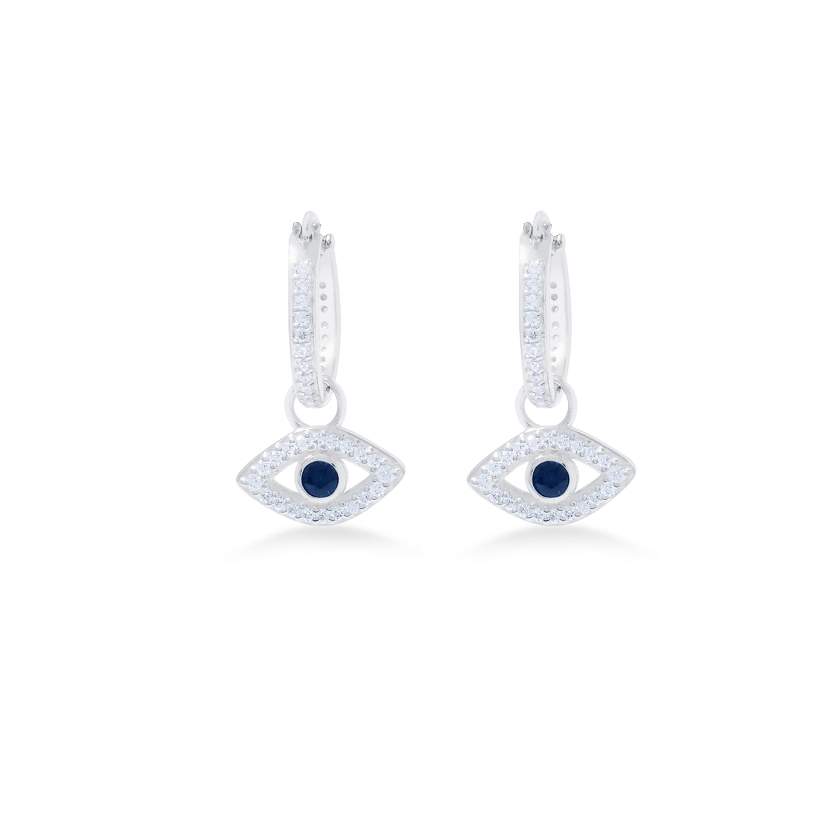 Evil Eye Sterling Silver 925 Hoop Earrings
