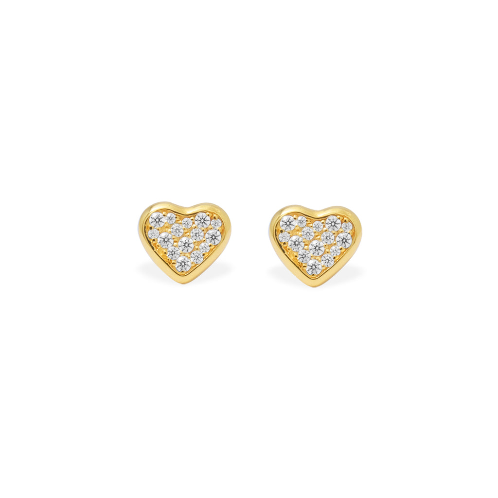 Anting Stud Gold Plated Koleksi Dainty Heart Sterling Silver 925