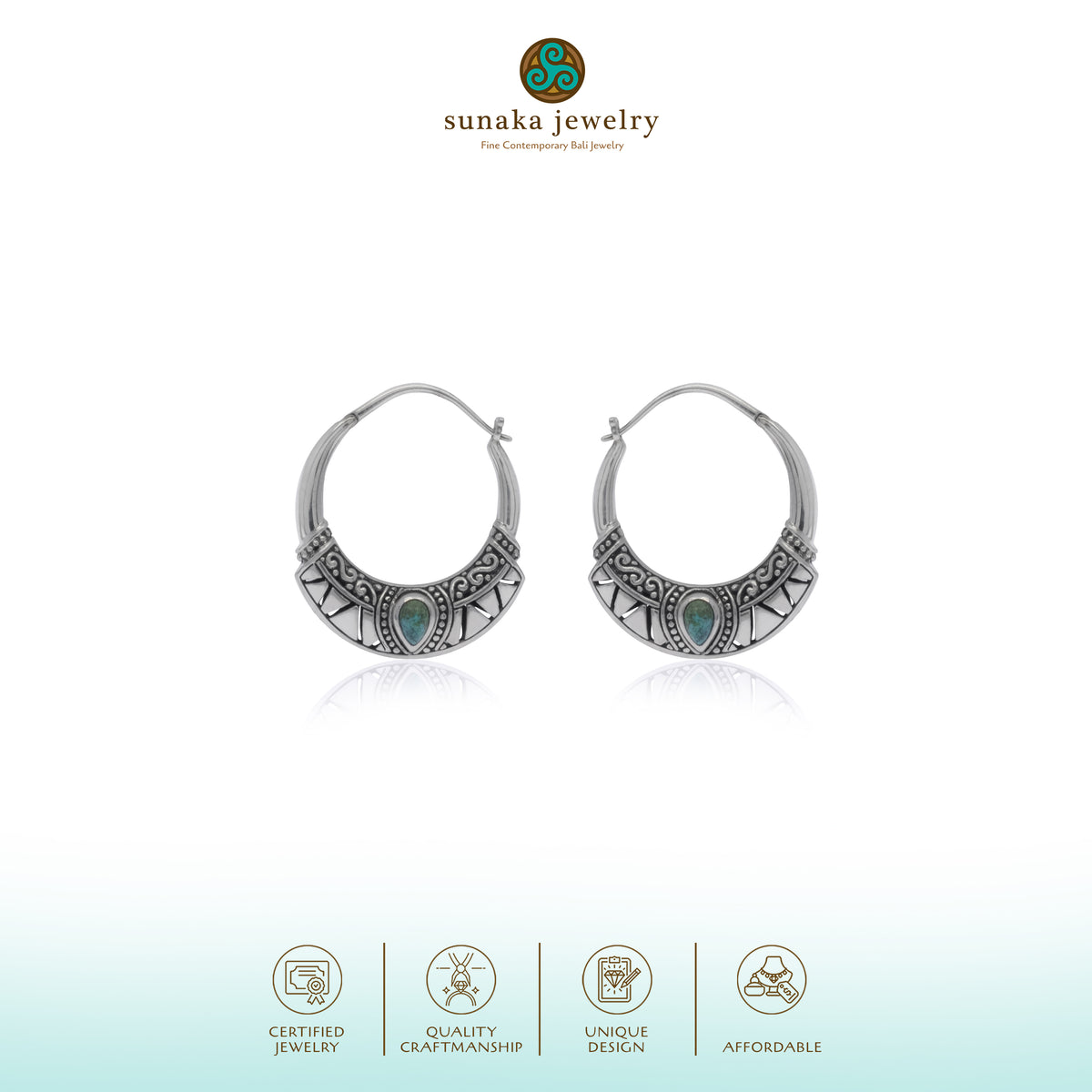 Anting Hoop Koleksi Bohemian Sterling Silver 925
