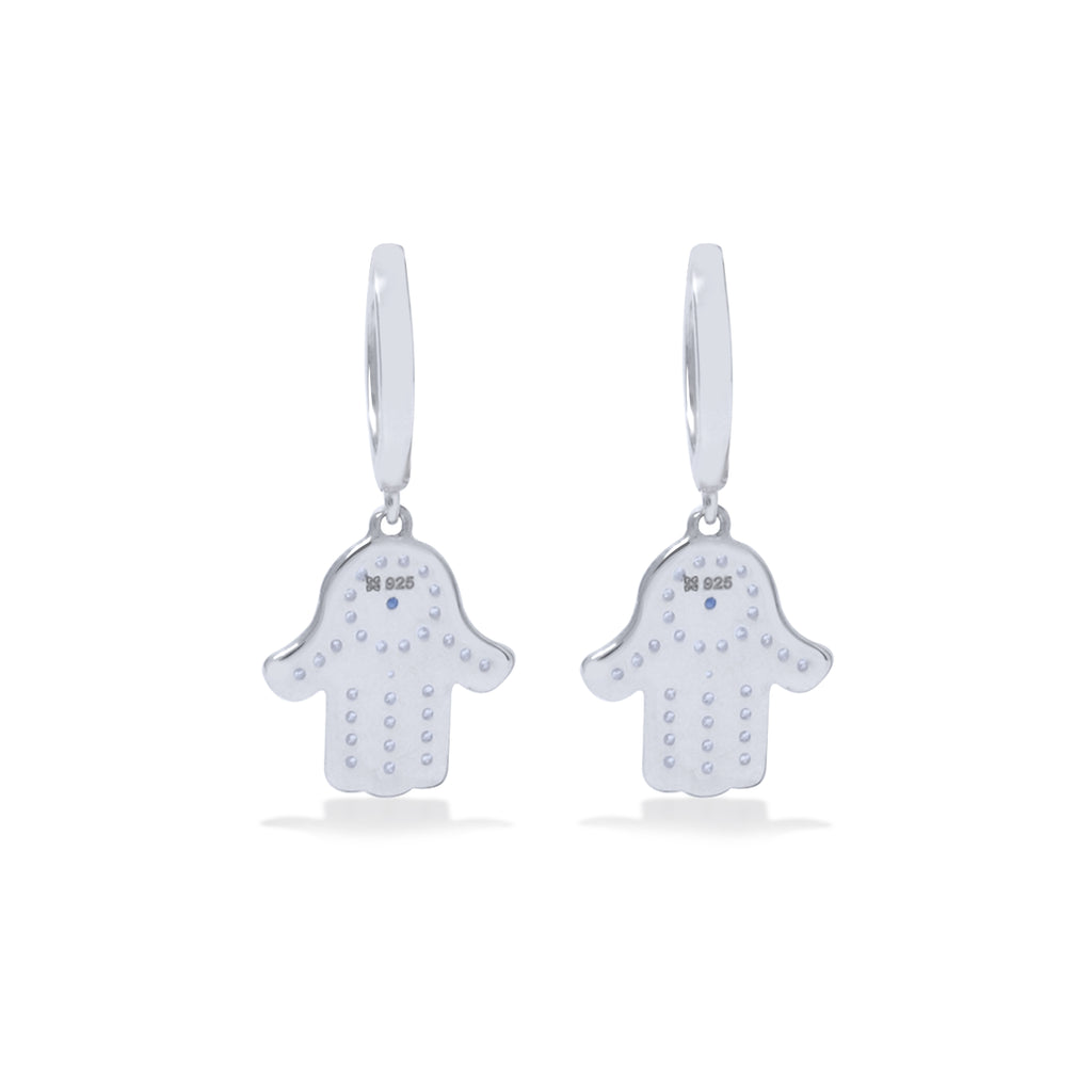 Hamsa Collection 925 Sterling Silver Hoop Earrings