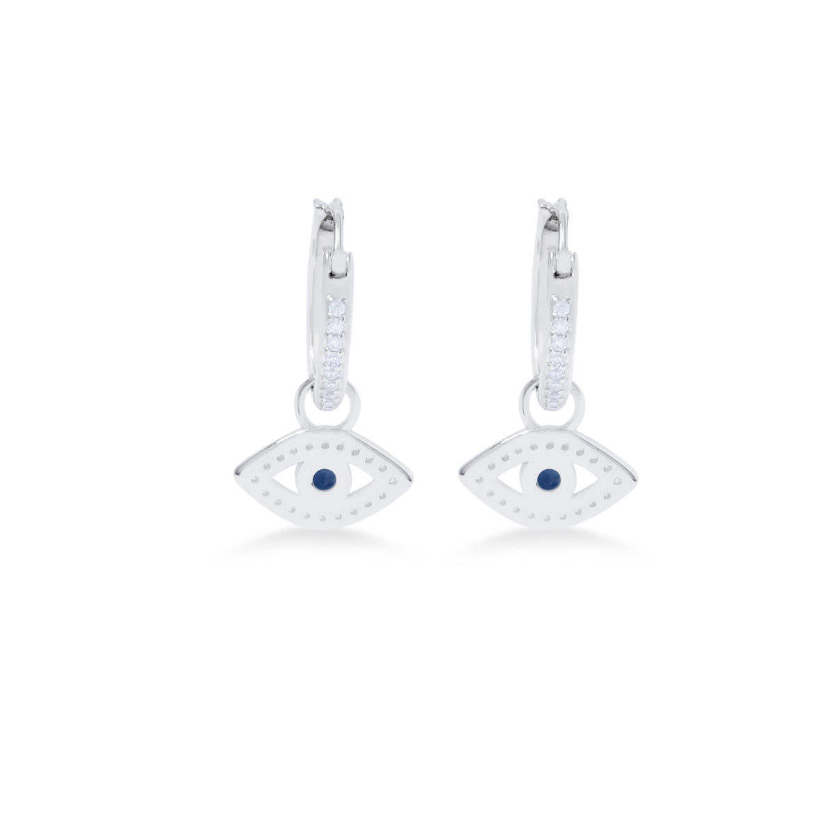 Evil Eye Sterling Silver 925 Hoop Earrings