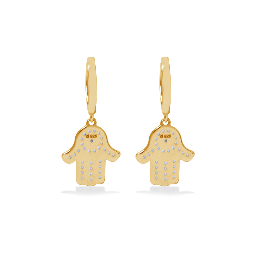 Hamsa Collection Gold Plated Sterling Silver 925 Hoop Earrings