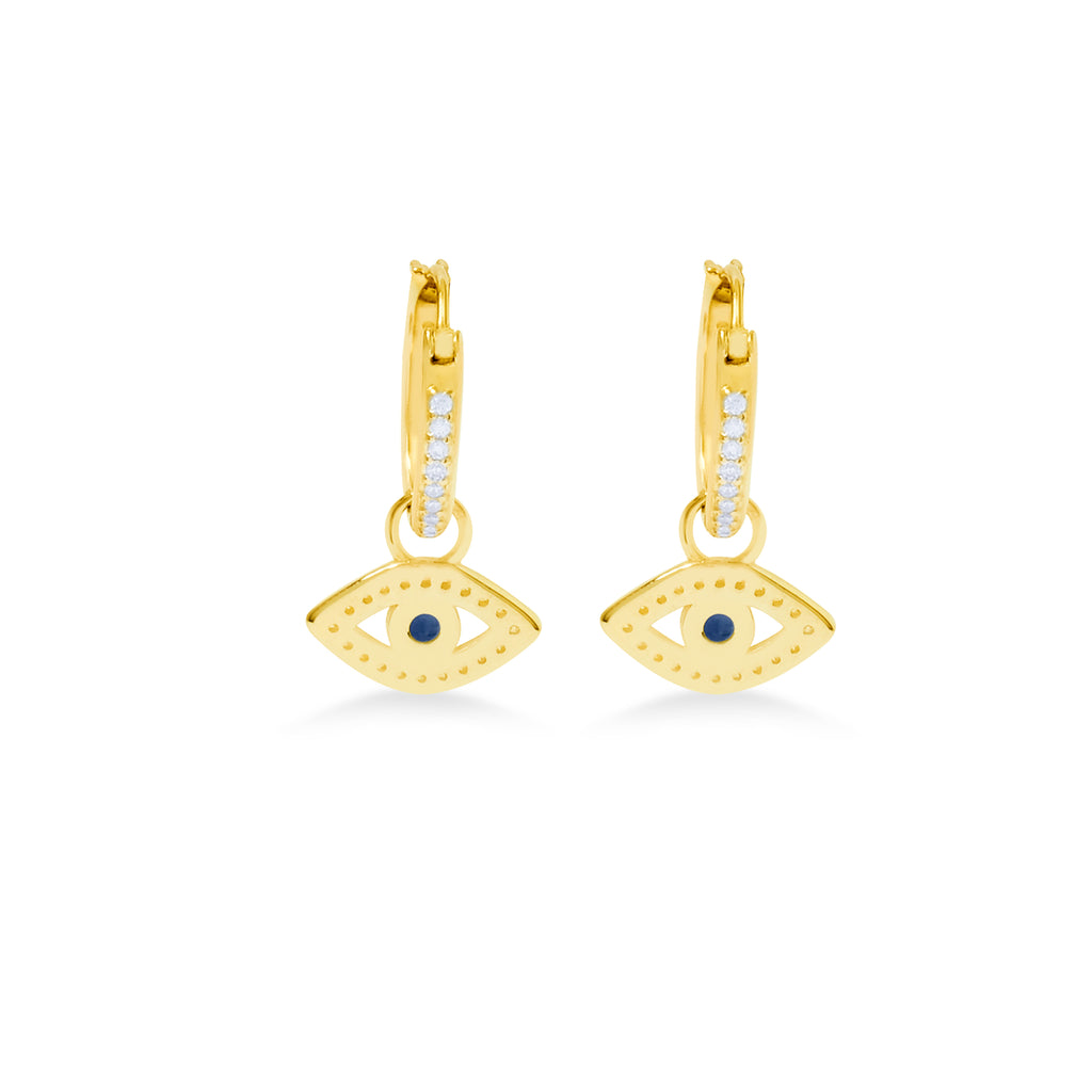Anting Hoop Perak Koleksi Evil Eye Sterling Silver 925 Gold Plated