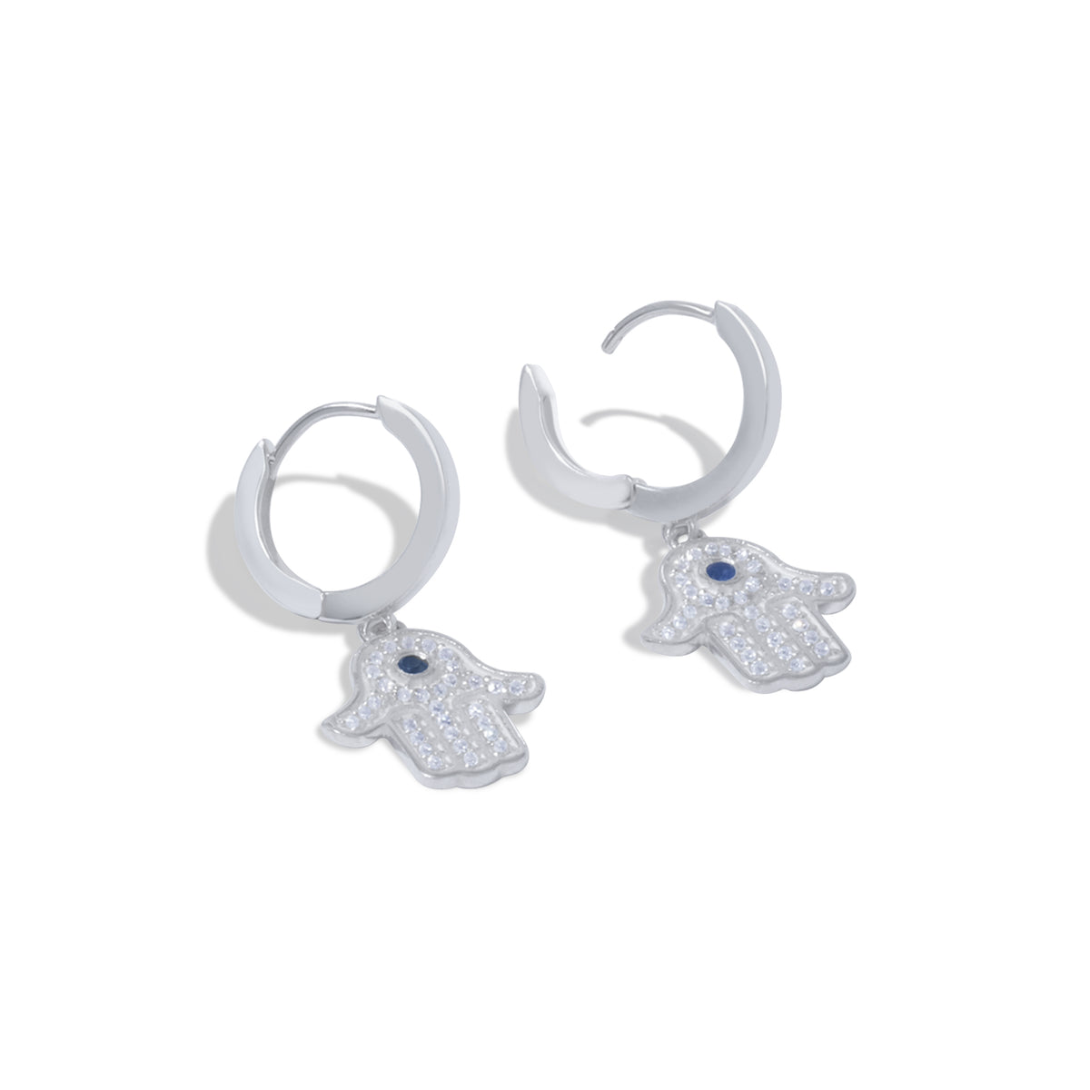 Hamsa Collection 925 Sterling Silver Hoop Earrings
