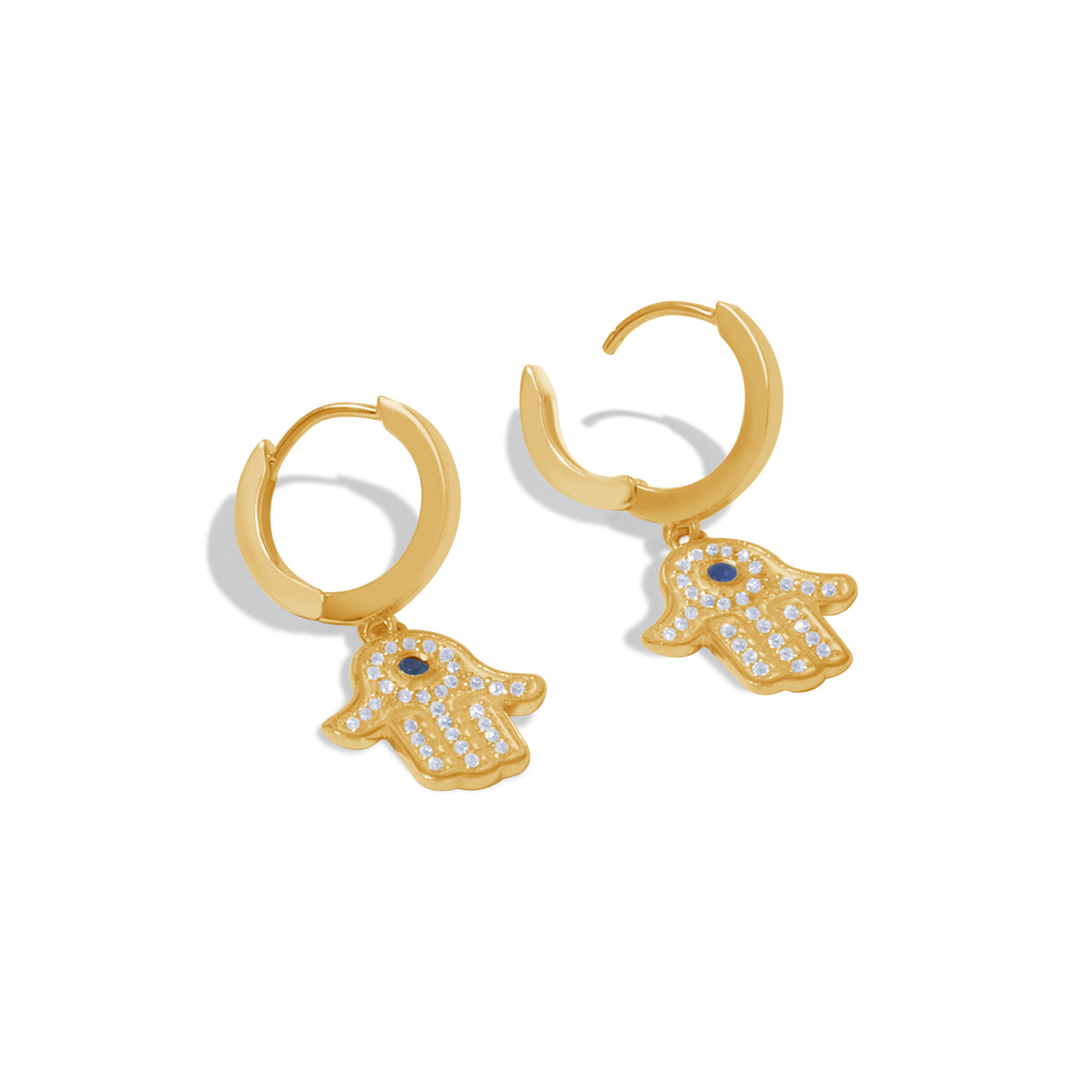 Hamsa Collection Gold Plated Sterling Silver 925 Hoop Earrings