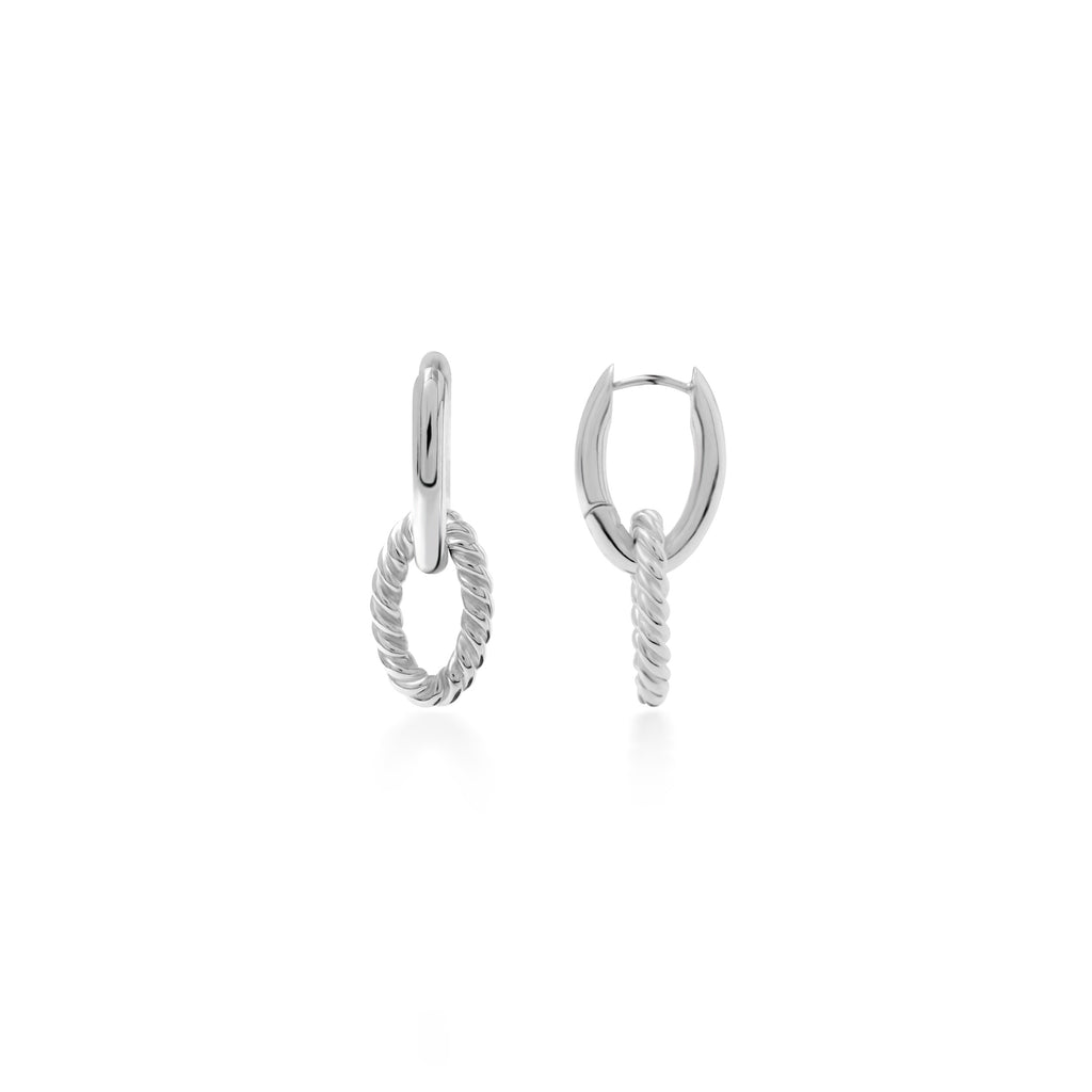 Huggie Chain Earrings Bable Curb Plain Cuban Collection 925 Sterling Silver
