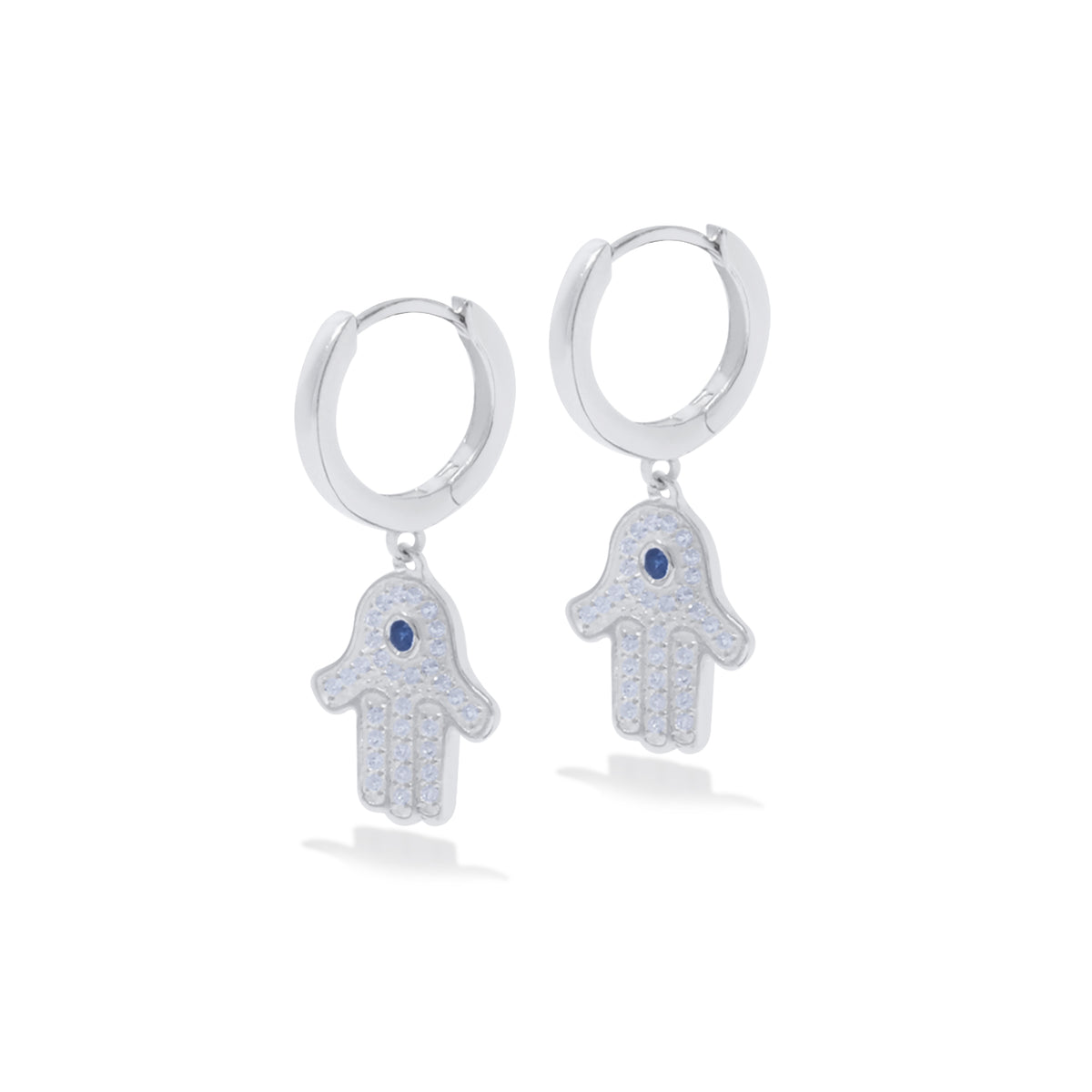 Hamsa Collection 925 Sterling Silver Hoop Earrings