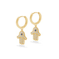 Hamsa Collection Gold Plated Sterling Silver 925 Hoop Earrings