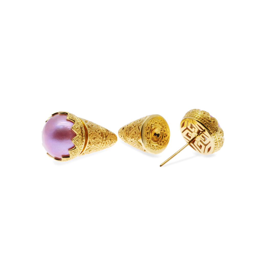 Large Subeng Silver Stud Earrings Mandalika Pearl Collection Sterling Silver 925 Gold Plated