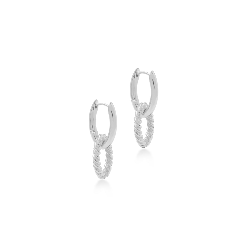 Huggie Chain Earrings Bable Curb Plain Cuban Collection 925 Sterling Silver
