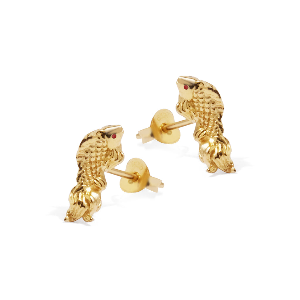 Anting Stud Perak Yamabuki Sterling Silver 925 Gold Plated