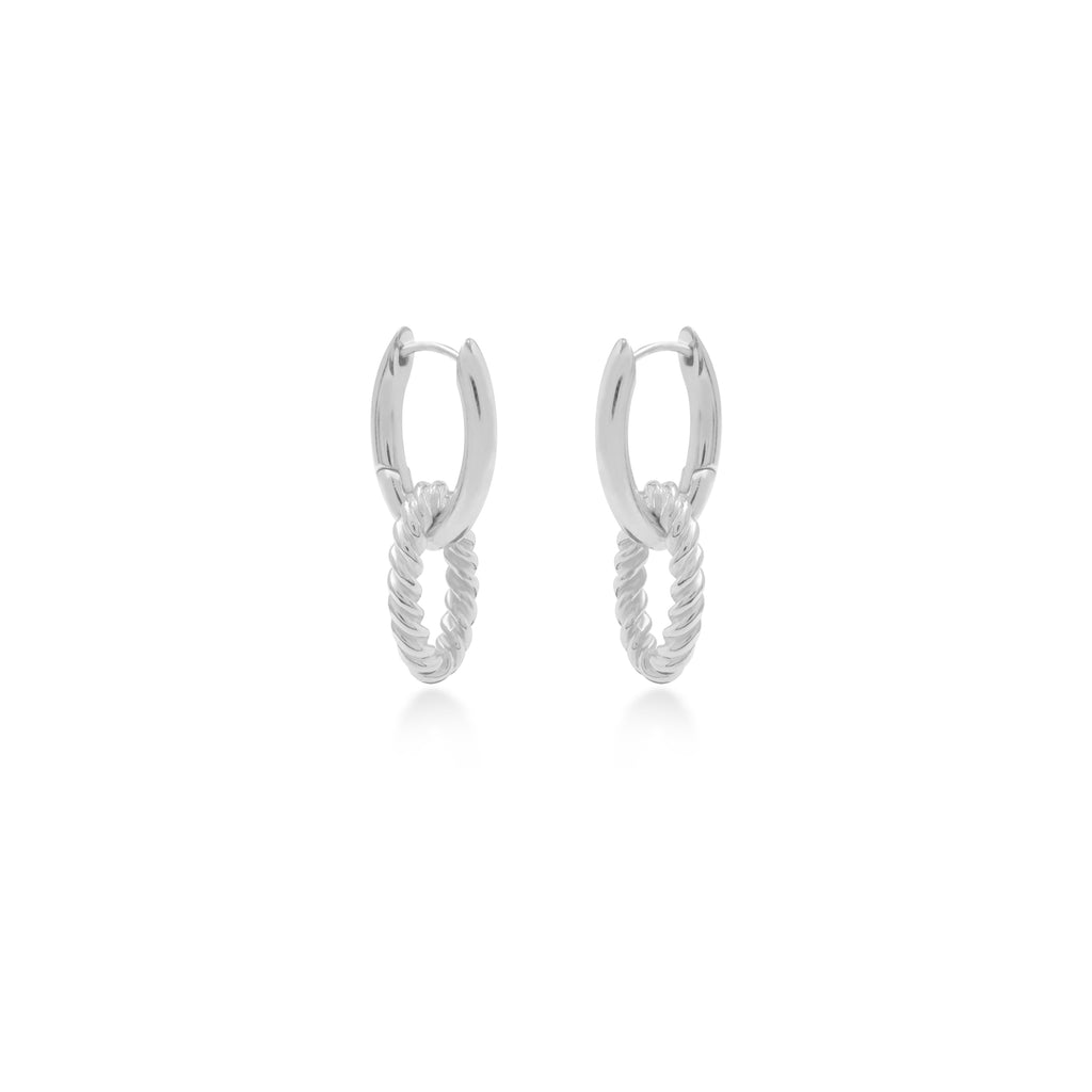 Huggie Chain Earrings Bable Curb Plain Cuban Collection 925 Sterling Silver