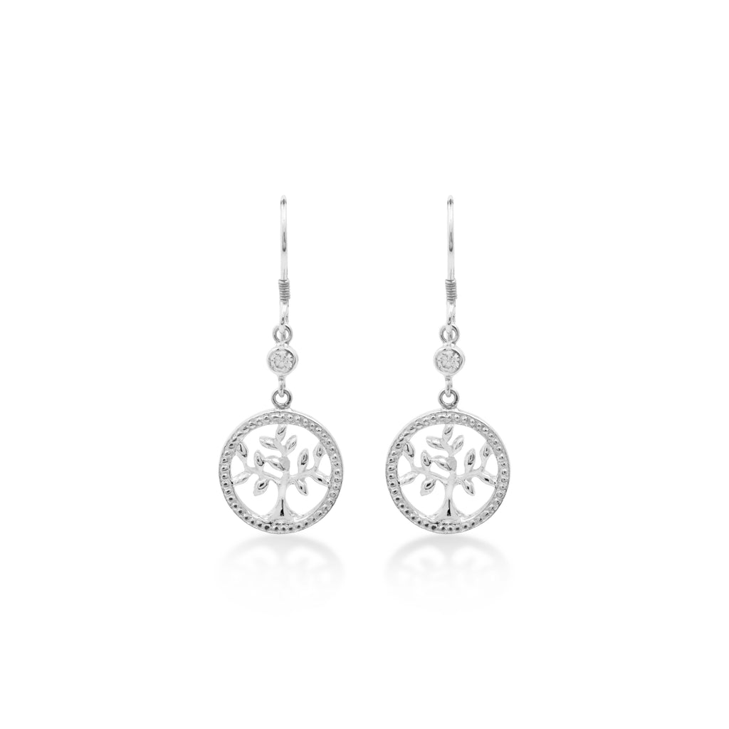 925 Sterling Silver Tree Of Life Collection Dangle Earrings