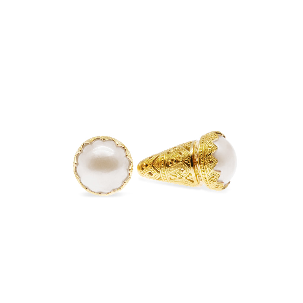 Large Subeng Silver Stud Earrings Mandalika Pearl Collection Sterling Silver 925 Gold Plated