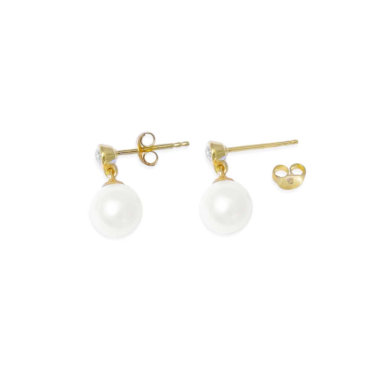 Anting Stud Gold Plated Koleksi Lumine Pearl Sterling Silver 925