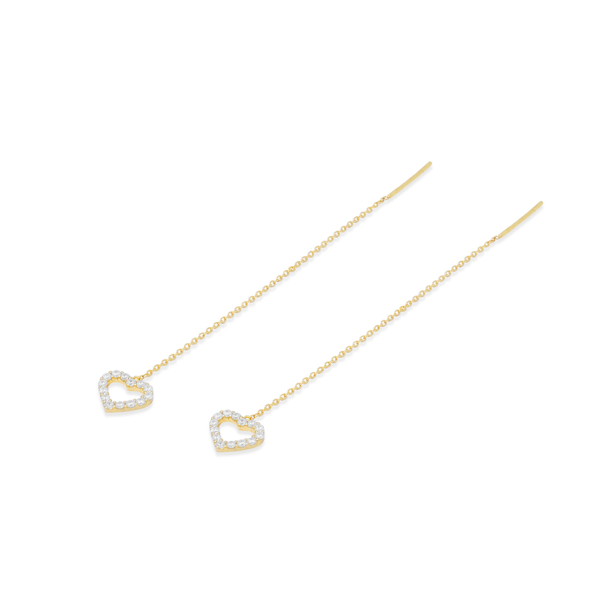 Anting Threader Gold Plated Koleksi Dainty Heart Sterling Silver 925