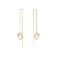 Dainty Heart Sterling Silver 925 Gold Plated Threader Earrings