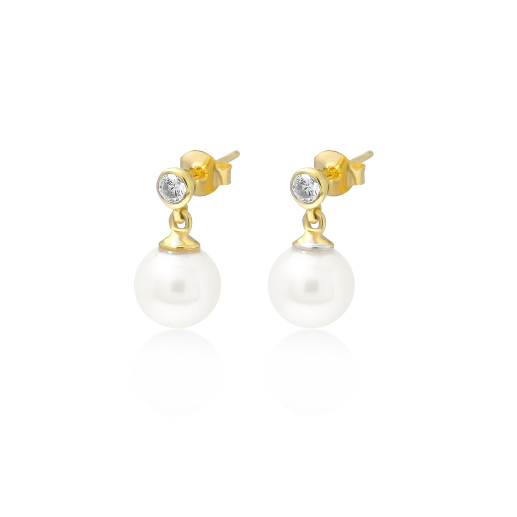 Anting Stud Gold Plated Koleksi Lumine Pearl Sterling Silver 925