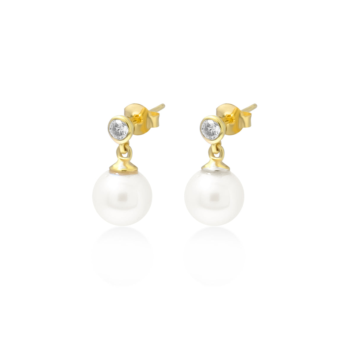 Anting Stud Gold Plated Koleksi Lumine Pearl Sterling Silver 925