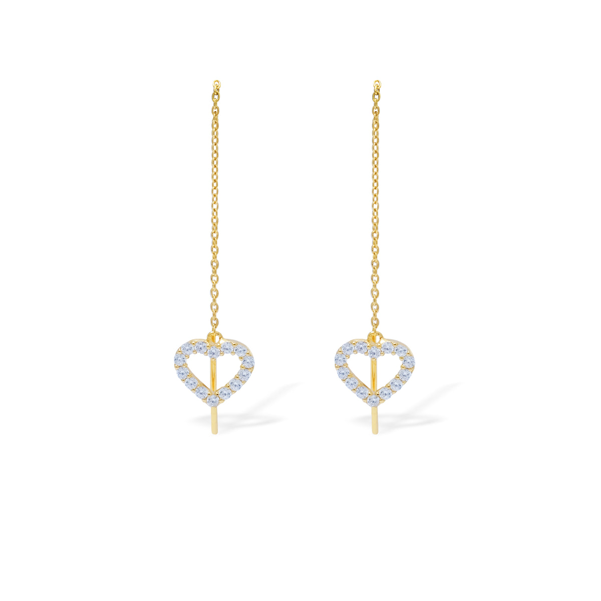 Anting Threader Gold Plated Koleksi Dainty Heart Sterling Silver 925