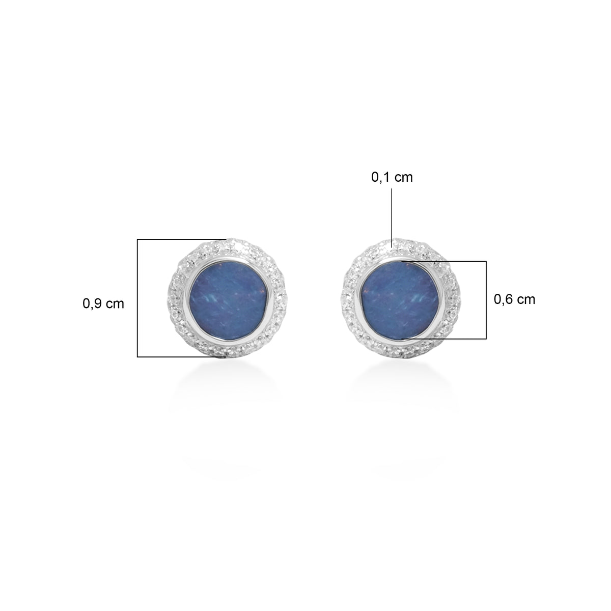 Anting Stud Kecil Koleksi Opal Perak 925