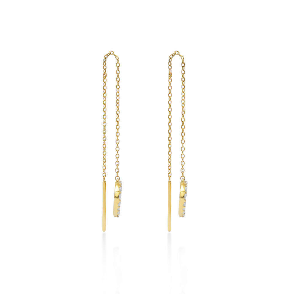 Dainty Heart Sterling Silver 925 Gold Plated Threader Earrings